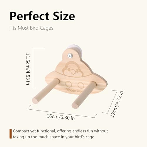 Bird Swing Perch Toy - Wooden Parrot Swing Stand with Wobble Function, Balance Play Gym for Small/Medium Parrots (Budgies, Cockatiels, Lovebirds) Cage Accessories (Myiopsitta monachus Pattern) - color: Myiopsitta monachus pattern