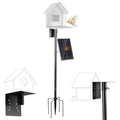 Bird House Pole Kit, Heavy-Duty Adjustable Pole for Outdoors with 5 Prongs Base,Metal Universal Support Pole for Bird Feeders,Solar Pannel,Black
