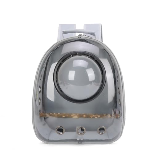Transparent Parrot Backpack: Wooden Perch, Shoulder Strap, Breathable. Ideal for outings with Parrots, Magpies, & Birds. Comfortable & Spacious. (Gray-2) - color: Gray-2
