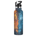Tigers Water Bottles for Boys Tiger Leakproof Insulated Flask Jug Insulated Stainless Steel Travel Mugs Thermos Bottle Cups with Straw Lid for Sport 600ml - color: tigers face