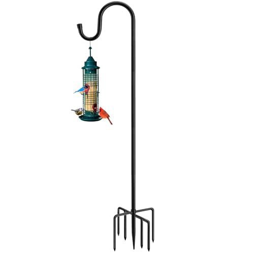 Shepherds Hooks for Outdoor with 7 Base Prongs, 72 Inches Heavy Duty Garden Bird Feeder Pole for Hanging Lantern, Plant Baskets, Solar Light Lanterns, Outdoor Plant Hanger Hook,1 Pack - size: 72in-1pcs