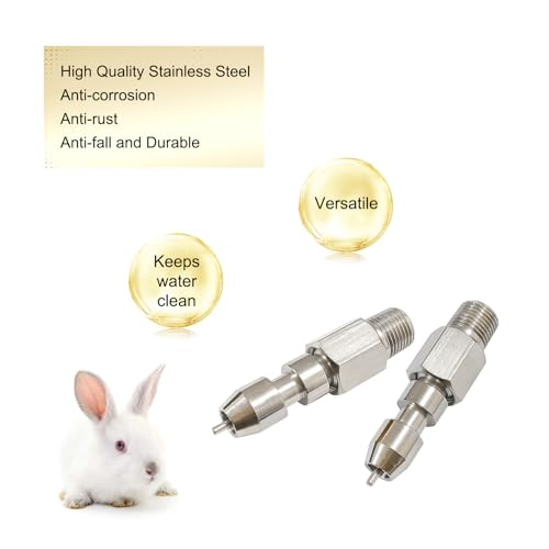Threaded Stainless Steel Water Nipples for Rabbit (6Pcs) | Metal Automatic Watering System for Rat, Guinea Pig, Hamster, Ferrets, Mouse, Mice