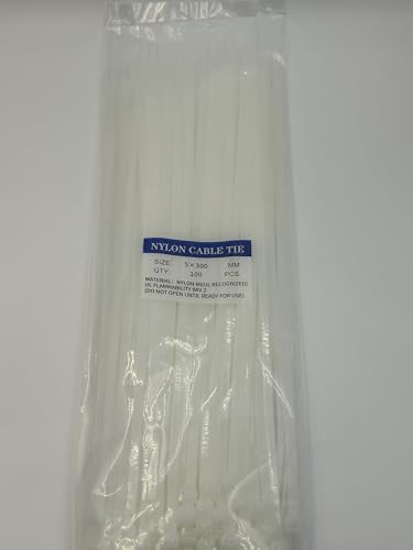 Zip Ties, 100pcs White Zip Ties 12 Inch,Zipties Cable Tie Wraps, Multi-Purpose Cable Management Ties, Self-Locking Ziptie for Office and Home(Can bear 50lb) - color: White, size: 12" (100 Pack)