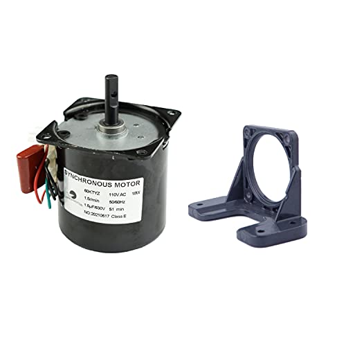 60KTYZ AC 110V 1.5RPM CW/CCW Permanent Magnet Synchronous Gear Motor with Motor Universal Mounting Fixed Bracket - size: 1.5r/min Motor+Bracket