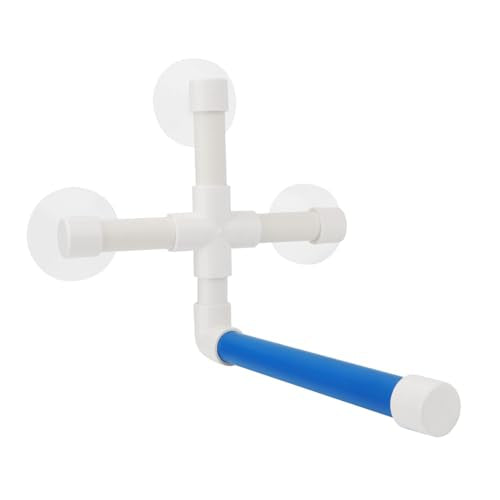 Hypeety Portable Suction Cup Bird Window and Shower Perch Toy Parrot Stand | 3 strong suction cups, parrot bath perch, easy to install, fits windows/shower tile, for budgies/parakeets/lovebirds, blue