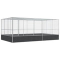 Large Outdoor Bird Aviary with Extension 203.9"x120.9"x83.5" Galvanized Steel Walk-in Parrot Cage Metal Poultry Pen for Budgies Chickens Ducks Silver and Anthracite - color: Silver-E