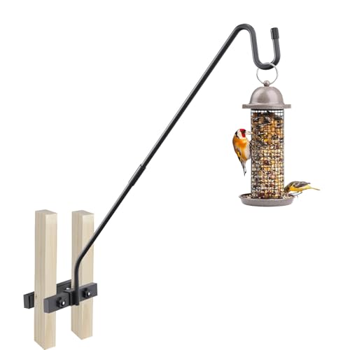 Deck Hook Railing Mount,Heavy Duty Metal Plant Hanger 360°Rotating | Shepherd Bracket For Bird Feeder, Flower Baskets, Lanterns | Extended Arm, Rust-Resistant For Deck, Patio & Garden Use - size: Railing Mount