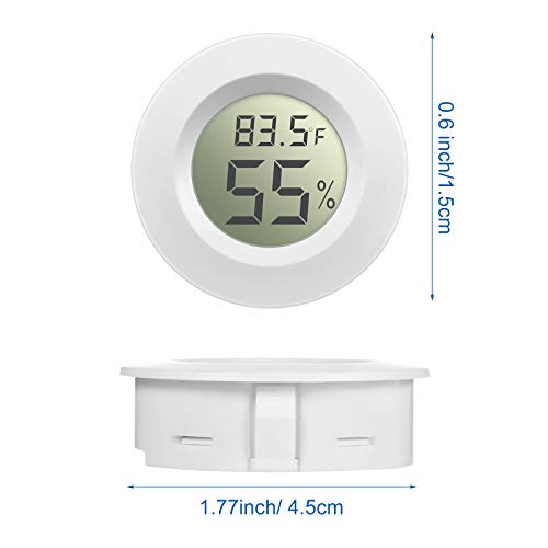 Weewooday 8 Pcs Mini Hygrometer Thermometer Digital LCD Monitor Indoor/Outdoor Room Humidity Meter Temperature Gauge for Greenhouse Garden Reptile Incubator Cellar ℉/℃ (White) - size: White