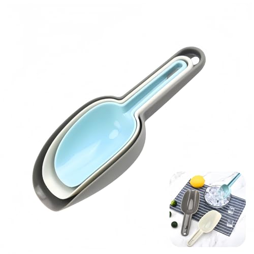 3 Pack Nesting Ice Scoop Set,Thickened PP Utility Ice Scoop For Freezer, Multi-Purpose Small Food Scoop with Hanging Hole for Kitchen Bar Baking Pantry Pet Food, Dishwasher Safe