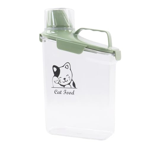 Pet Food Storage Container with Measuring Cup and Pour Spout - Airtight, Leakproof, Portable Cat Food Dispenser - Green - color: GREEN CAT