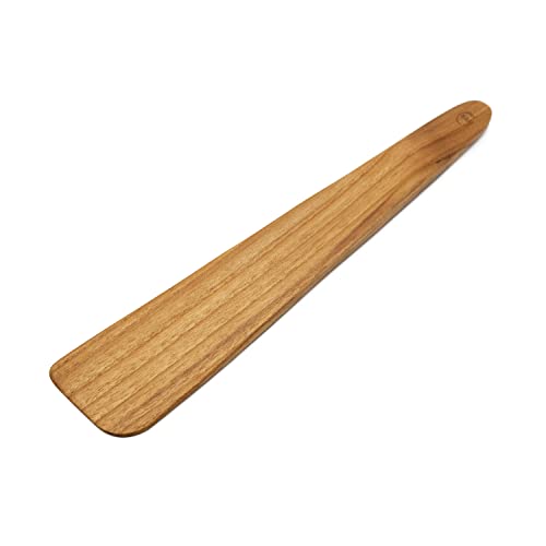 FAAY 13" Flat Wooden Spatula for Cast Iron, Egg Flipper, Pan Scraper, Handcraft from High Moist Resistance Golden Teak for Non Stick Cookware (13") - size: 13"