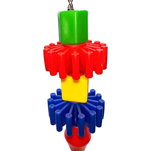1004 Foot Gear Puller by M&M - Colorful Handmade Interactive Hanging Toy, Smooth Plastic Parts, Fun Manimal Figure, Easy to Grab for Beaks and Feet, Excellent for Small Size Pets