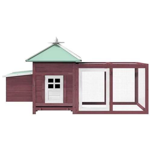 Large Chicken Coop with Nesting Box and Run, Solid Firwood Outdoor Poultry House for Backyard Hens, Rectangular Wooden Hutch with Easy Access Roof, Mocha Brown - color: Brown-A