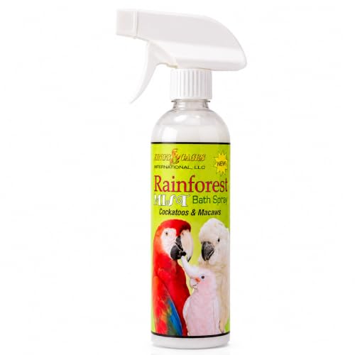 King's Cages Rainforest Mist White Spray 17oz. Feather Conditioning Bath Mist Vanilla Scent for Cockatoos and Macaws Parrots - size: Pack of 1