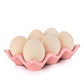 Ceramic Egg Tray Holder, Pink, 6 Cup - color: Pink