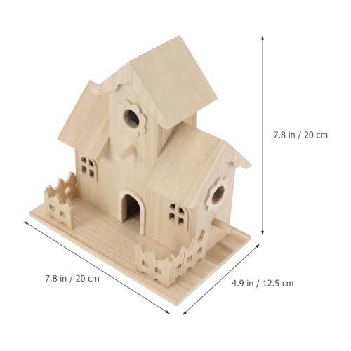Wooden Bird House Unfinished Birdhouse to Paint for Kids and Adult Wood Hanging Sleeping Nest for Bird Squirrel Conure and Parrot