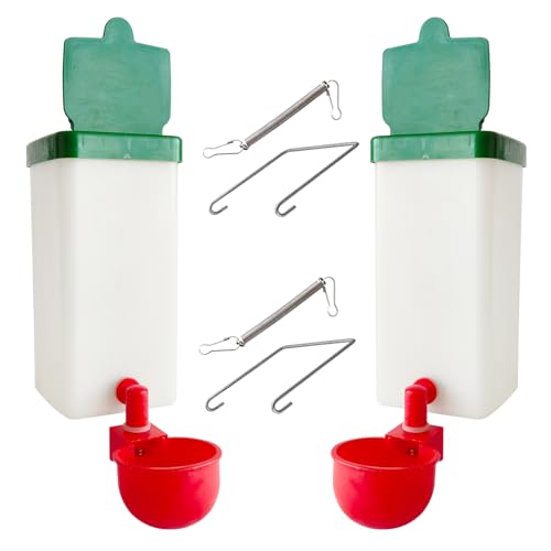 2pcs Automatic Waterer System Chick Drinker Cups 1L Hanging Automatic Fill Poultry Watering Cup Used for Cages (2)