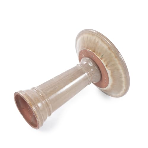 Ceramic Pedestal Bird Bath for Outside, 15 x 12 Inch, Light Khaki | Glazed Finish, Easy Twist-to-Lock Assembly - color: Light Khaki