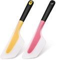 Patelai 2 Pack Silicone Omelette Spatula Turner, Red Yellow | Flexible Egg Flip Tool for Non-stick Pans, Nylon Core Silicone Material, Heat Resistant, Flip Fold Omelets Pancakes Crepes