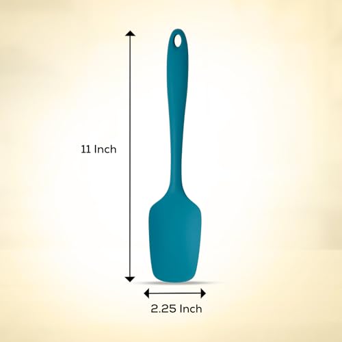 Mrs. Anderson’s Baking Silicone Spoon-Shaped Spatula, Flexible And Nonstick, One-Piece Design, Turquoise Blue, For Mixing, Folding, Scraping, Baking, And Cooking - color: Turquoise, size: 11-Inch, Spoon-Shaped