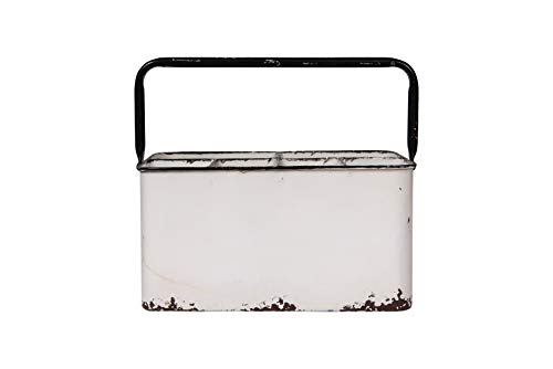 Creative Co-Op Distressed White Metal Caddy with 6 Compartments - color: White and Black