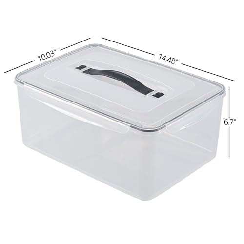 4 Packs Airtight Food Storage Containers with Gasket Sealing Lid | 16 L / 546 Oz, Plastic Storage Bins Boxes for Bread, Rice, Flour, Dog Cat Bird and Other Pet Food