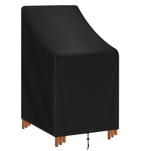 Stackable Patio Chair Cover Waterproof Outdoor Chair Cover Lounge Chair Covers Outdoor Stack Chairs for All Weather Protection 25"Lx25"Wx47"H,Black - size: 25"Lx25"Wx47"H
