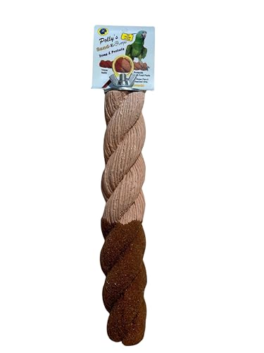 Polly's Sand-E-Rope Safety Bird Perch Toy-Trims Nails & Beak-Promotes Healthy Feet-Safe Non-Toxic-Bird Supplies for Bird Cages (Brown, Large) - color: Brown, size: Large