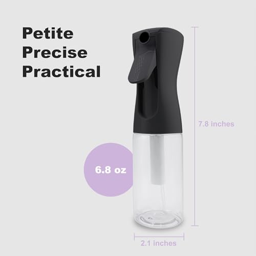 2 Pack Spray Bottles for Hair - Continuous Water Mister Spray Bottles with Ultra Fine Mist Spray for Hairstyling, Barbers, Salons, Skin Care, Cleaning, Plants, Pets (Ebony, 6.8 oz) - color: Ebony, size: 6.8 oz