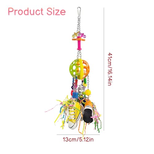 Bird Toys, Interactive Chew Toy, Pullable Colorful Sneakers & Acrylic Sticks for Moderate-Sized Parrots Like Quaker Parrot, Caique, Senegal Parrot and Small Parrots Like Cockatiels, Lovebirds