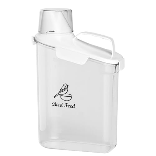 Bird Seed Storage Container Portable-3 Qt/2.8 L Clear Pet Food Container-with Measuring Cup/Lid,Airtight Wild Bird Seed Dispenser for Storing Sunflower Seed|Squirrel proof|BPA Free-White - color: White(Bird Feed)