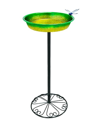 Bird Bath for Outside Standing Metal Hummingbird Bird Bath Peacock Green Gradient Outdoor Birds Feeder Birdbath 11.5” Detachable Bowl Freestanding Birdbath for Garden Lawn Patio Yard Art Decor 25” H - color: Peacock Green Gradient