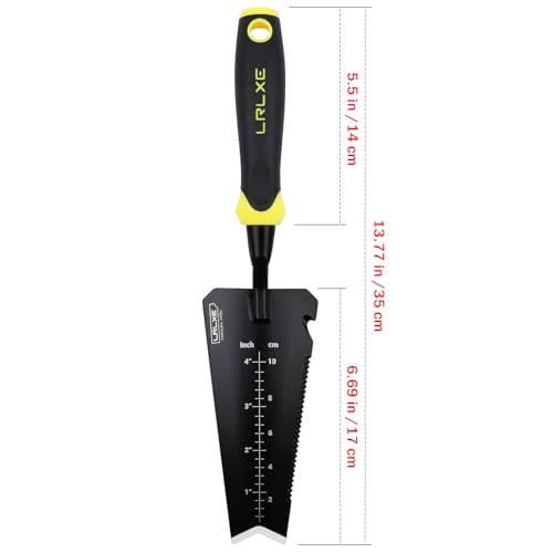 Heavy-Duty Garden Trowel.(Yellow) | Serrated Root Cutter, Rustproof Stainless Steel, Multipurpose Garden Trowel, Suitable for Digging, Weeding, Transplanting - color: Black-Yellow