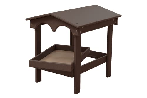 DutchCrafters Recycled Plastic Poly Large Raised Platform Covered Ground Fly Through Bird Feeder with Removable Seed Tray for Outdoors - USA Amish Made (Milwaukee Brown) - color: Milwaukee Brown