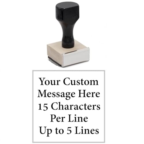 Infusion Custom Text Traditional Wood Stamp with Plastic Handle, 1" x 1" - size: 1" X 1"