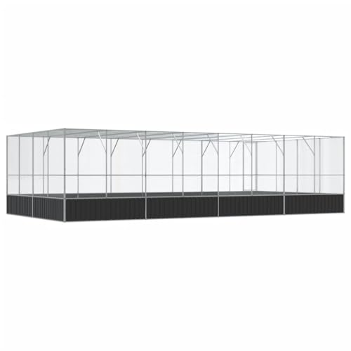 Large Outdoor Bird Aviary with Extension, 327.6" x 163" x 83.5" Galvanized Steel Poultry Cage, Walk-in Pet Pen for Parrots, Budgies, Chickens and Ducks, Silver and Anthracite - color: Silver-I