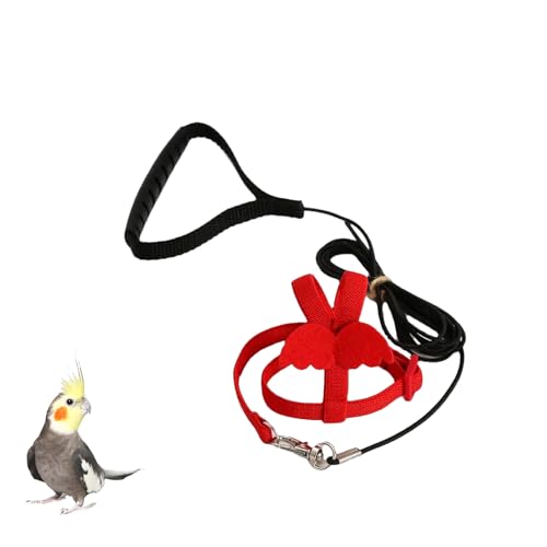 UKJENT Bird Diaper with 78 Inch Flying Leash - 2 Pack, Reusable Flight Suit with Waterproof Inner Layer, Washable Cute Urine Wet Suit for Cockatiel Monk Parakeet Sun Parakeet Lory(M) | 2 Pack Large Protective Parrot Nappy, Urine Wet Suit for Parakeets Con