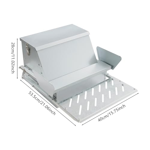 Galvanized Steel Automatic Chicken Feeder, 25LB Large Capacity Treadle Poultry Feeder, Rat Proof & Weatherproof Design for Hens, Ducks, Geese, Outdoor Feeding