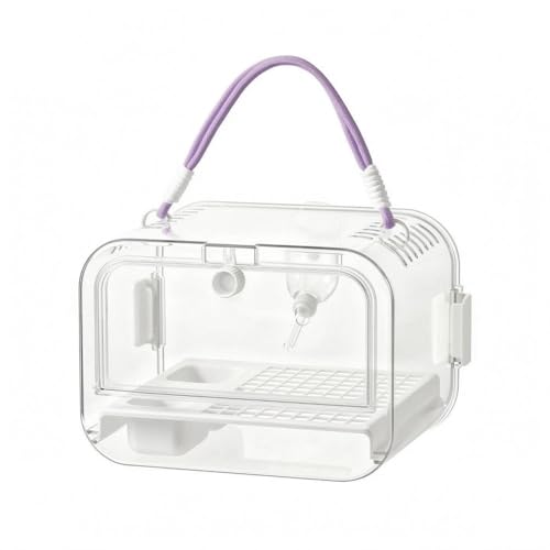 Cage Portable Pet Carrier Parrot Cage Mobile Aviary Lightweight Transparent with Handle and Ventilation Suitable for Travel Home Outings, Purple - color: Purple