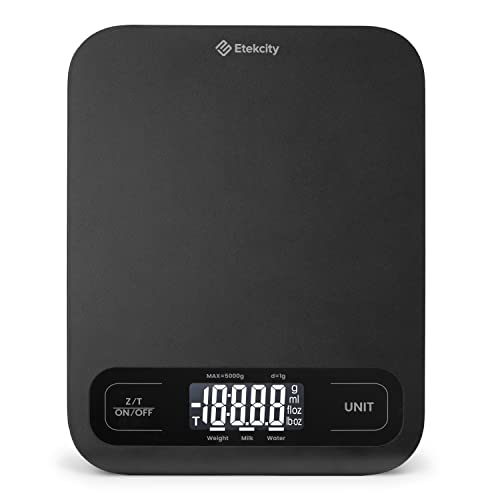 Etekcity Food Kitchen Scale, Digital Grams and Ounces, Large | Tare function, ideal for baking, weight loss, keto, meal prep, packages, liquids and jewelry, Black - color: Black