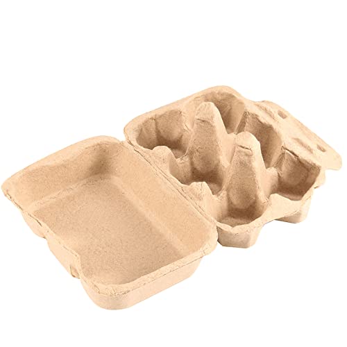 JAPCHET 50 Pack Egg Cartons - 6 Count, Paper Pulp Egg Tray Holder, Biodegradable for Family, Farm, Market