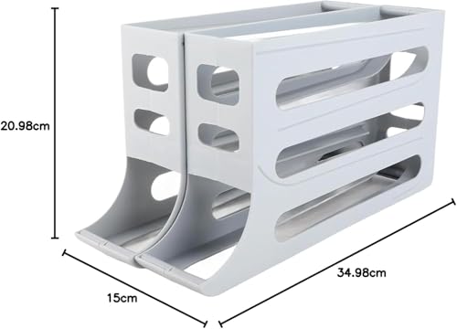 4 Tiers Egg Holder for Fridge Automatic Rolling Egg Dispenser 30 Eggs Storage Rack FIFO Egg Holder for Refrigerator Space-Saving Large Capacity Egg Roller Container Slim Gravity Egg Organizer - color: WHITE