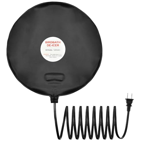 Bird Bath De Icer 60w Deicer 9.45-inch Submergible Utility with Thermostatic Controller in Winter for Chicken Livestock Animals Waterer Farm Trough