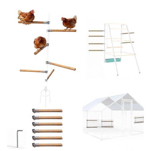 6pack Chicken Roosting Bars with Conectors, Adjustable & Replaceable Wood Bar (13" L) - size: 6pack Bars