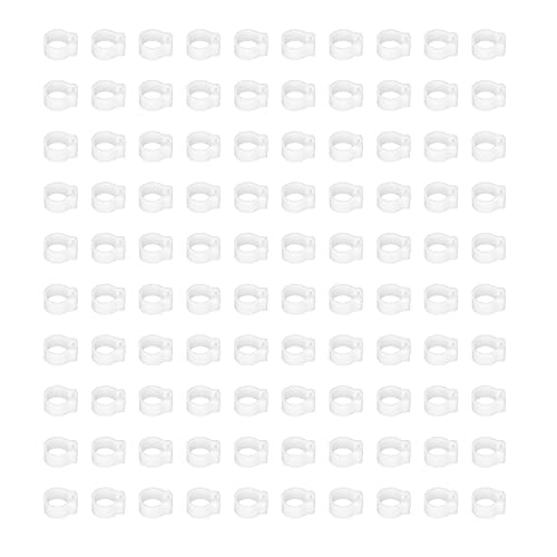 Omabeta 100PCS Reusable 8mm Pigeons Identification Leg Rings for Easy Dovecot Management and Marking, Lightweight Plastic Bands for Poultry Supplies (White) - color: White