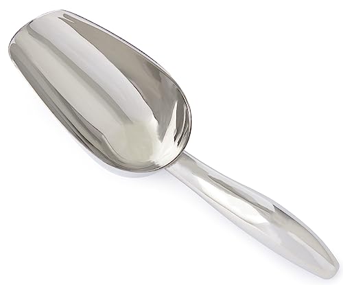 3 oz Stainless Steel Scoop, 8.25” L x 2.4” W | for Ice, Dog & Cat Food, Popcorn, Coffee, Candy, Sugar, Flour, Dry Goods, etc. - size: 3 oz Scoop