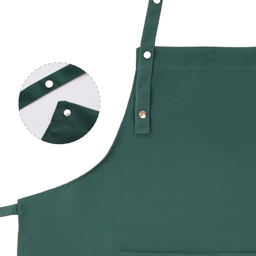 Tosewever Art Aprons for Women Painting Pottery Baking, Mens Buckle Straps Kitchen Apron with Pockets for Chef Cooking - color: Green
