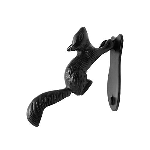 Renovators Supply Manufacturing Door Knockers for Front Door 6.75 in. Black Cast Iron Squirrel Shaped Door Knocker with Mounting Hardware - color: Black Squirrel