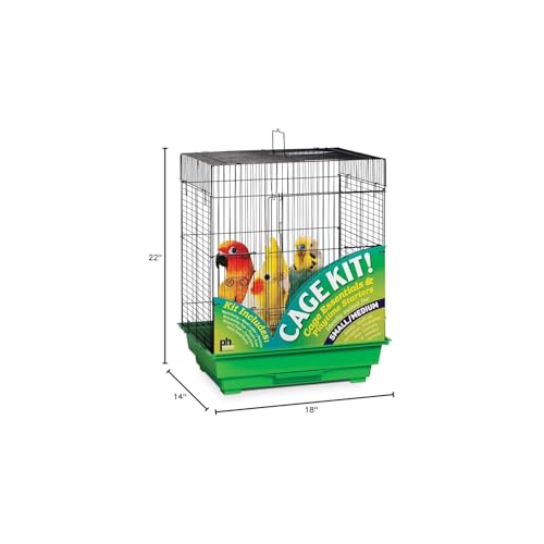 Prevue Pet Products Square Roof Bird Cage Kit - Black and Green | Ideal for Small Birds, Stand Compatible, Simple Cage Assembly, Easy to Clean and Maintain - color: Black/Green