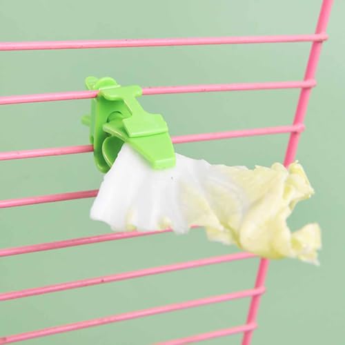 10PCS Bird Cage Parrot Feeding Tongs Squid Bone Shaped Fixed Fork Multi Functional Plastic Food Tongs Green for Small Animal Cage Vegetable and Fruit Feeding Tool